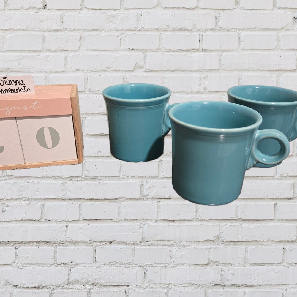 Fiesta Classic Ring Handle Mug Set (Of 3) In Turquoise 10 1/4oz